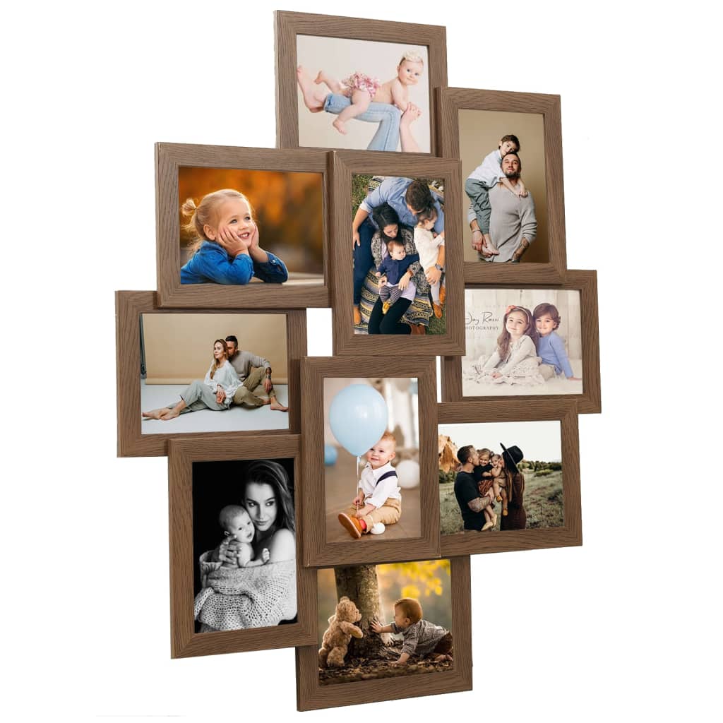 VIDAXL -Fotorahmen für 10x (10x15 cm) Foto MDF Hellbraun