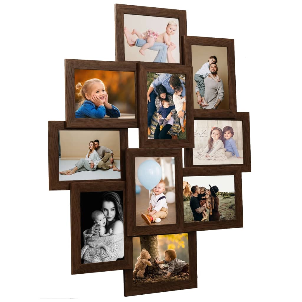 VIDAXL -Fotorahmen für 10x (10x15 cm) Foto MDF Dark Bruin