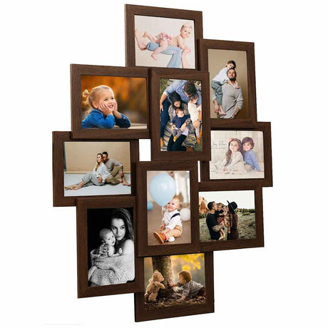 VIDAXL -Fotorahmen für 10x (10x15 cm) Foto MDF Dark Bruin