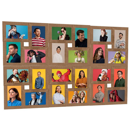 VIDAXL -Fotorahmen für 24 -fache (13x18 cm) Foto MDF Lichtbruin