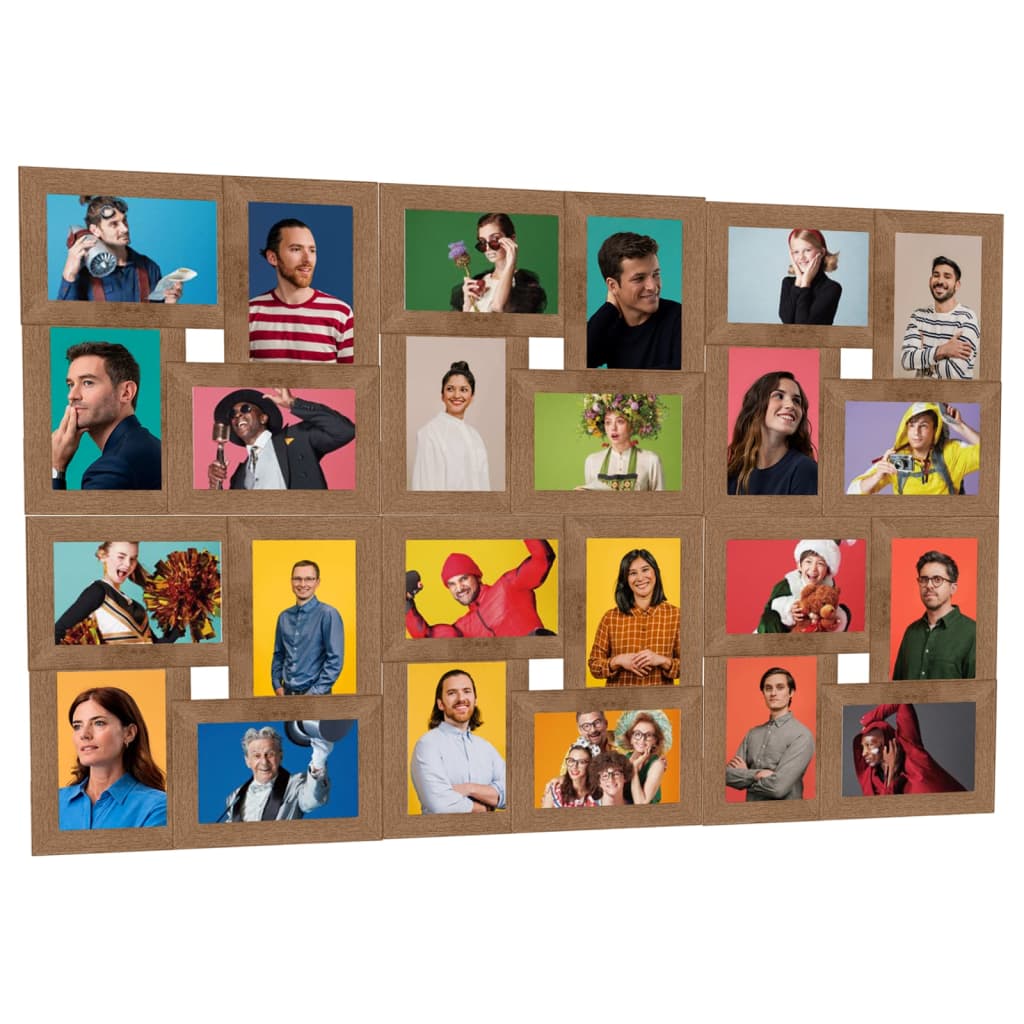 VIDAXL -Fotorahmen für 24 -fache (13x18 cm) Foto MDF Lichtbruin