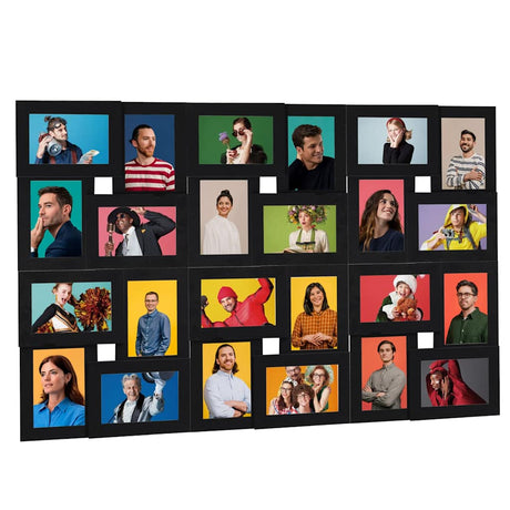 VIDAXL -Fotorahmen für 24x (10x15 cm) Foto MDF Schwarz
