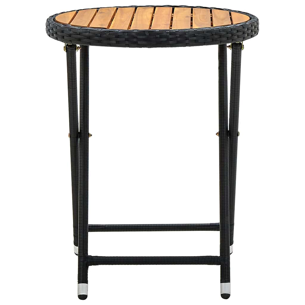 Vidaxl salontafel 60 cm poly rattan en massief acaciahout zwart