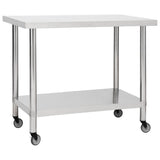 VIDAXL KISchenwork -Tisch mit Rädern 80x60x85 cm Edelstahl
