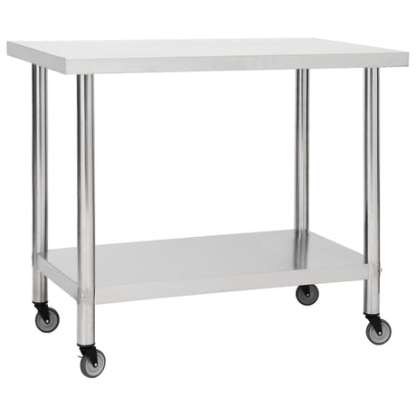 VIDAXL KISchenwork -Tisch mit Rädern 80x60x85 cm Edelstahl