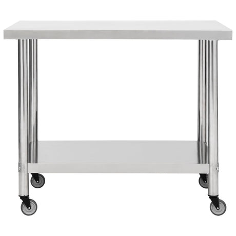 VIDAXL KISchenwork -Tisch mit Rädern 80x60x85 cm Edelstahl
