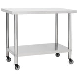 VIDAXL KISchenwork -Tisch mit Rädern 100x60x85 cm Edelstahl