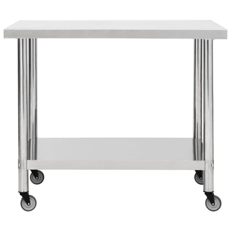 VIDAXL KISchenwork -Tisch mit Rädern 100x60x85 cm Edelstahl