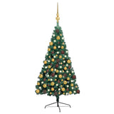 Vidaxl Kunstkerstboom mit Beleuchtung und Weihnachtsbällen halb 180 cm Grün