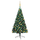 Vidaxl Kunstkerstboom mit Beleuchtung und Weihnachtsbällen halb 240 cm Grün