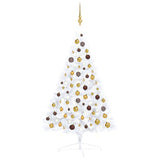 Vidaxl Kunstkerstboom mit Beleuchtung und Weihnachtsbällen halb nach 120 cm weiß