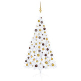 Vidaxl Kunstkerstboom mit Beleuchtung und Weihnachtsbällen halb 150 cm weiß