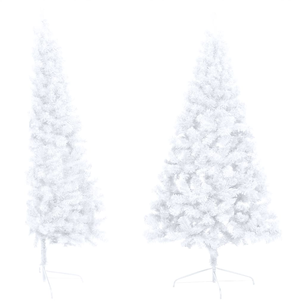 Vidaxl Kunstkerstboom mit Beleuchtung und Weihnachtsbällen halb 210 cm weiß