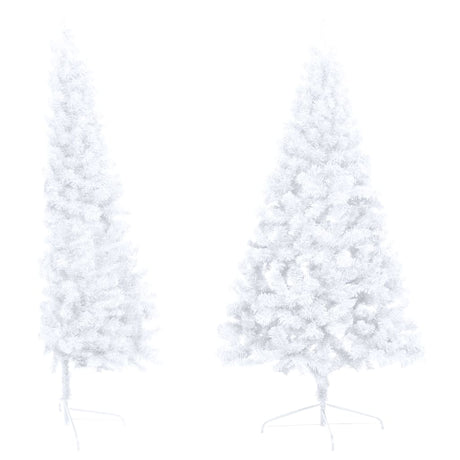 Vidaxl Kunstkerstboom mit Beleuchtung und Weihnachtsbällen halb 210 cm weiß