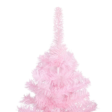 Vidaxl Kunstkerstboom mit Beleuchtung und Weihnachtskugeln 210 cm PVC Pink