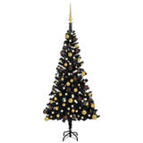 Vidaxl Kunstkerstboom mit Beleuchtung und Weihnachtskugeln 120 cm PVC Schwarz