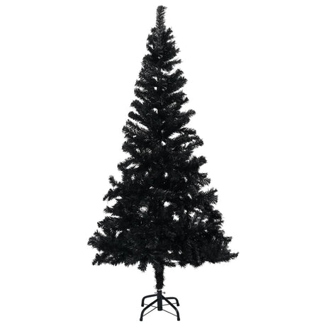 Vidaxl Kunstkerstboom mit Beleuchtung und Weihnachtsbällen 210 cm PVC Schwarz