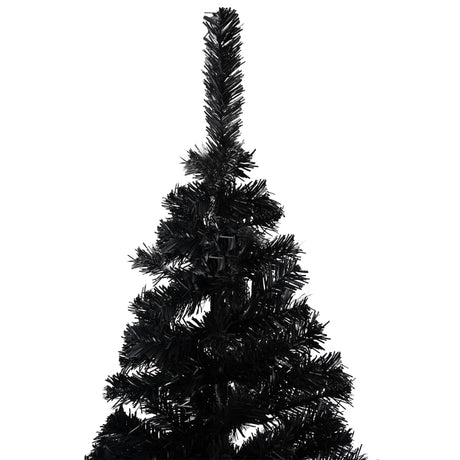 Vidaxl Kunstkerstboom mit Beleuchtung und Weihnachtsbällen 210 cm PVC Schwarz