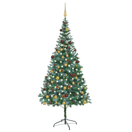 VIDAXL KUNSTKERSTBOOM mit Leuchten Weihnachtsbällchen Kiefernkegel 210 cm