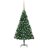 Vidaxl Kunstkerstboom mit Beleuchtung und Weihnachtskugeln 150 cm PVC Green