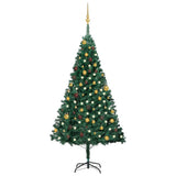 Vidaxl Kunstkerstboom mit Beleuchtung und Weihnachtskugeln 180 cm PVC Grün