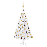 Vidaxl Kunstkerstboom mit Beleuchtung und Weihnachtskugeln 120 cm PVC Weiß