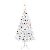 Vidaxl Kunstkerstboom mit Beleuchtung und Weihnachtskugeln 180 cm PVC Weiß