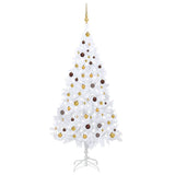 Vidaxl Kunstkerstboom mit Beleuchtung und Weihnachtskugeln 210 cm PVC Weiß