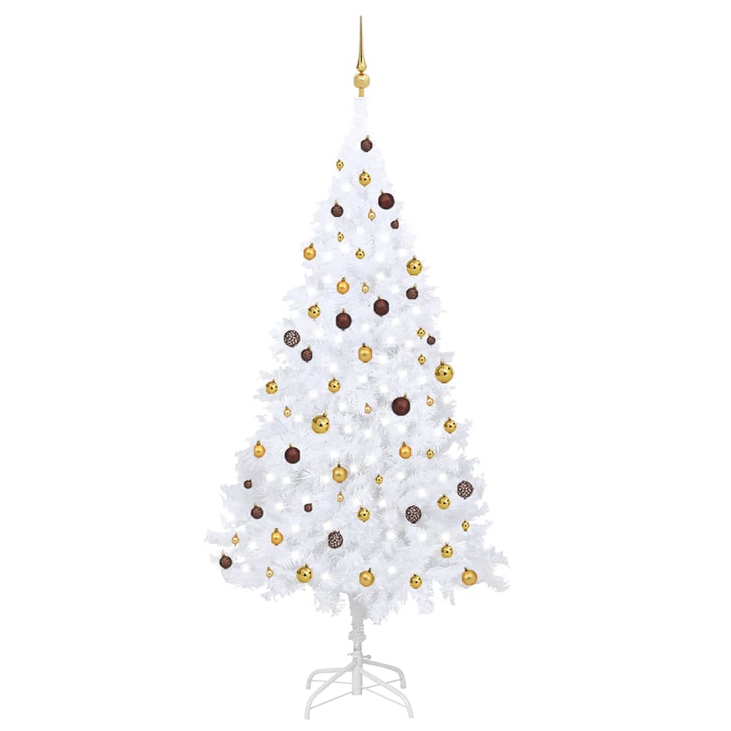 Vidaxl Kunstkerstboom mit Beleuchtung und Weihnachtsbällen 240 cm Weiß