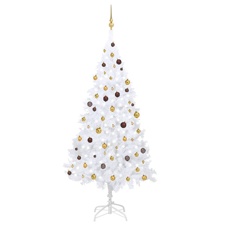 Vidaxl Kunstkerstboom mit Beleuchtung und Weihnachtsbällen 240 cm Weiß