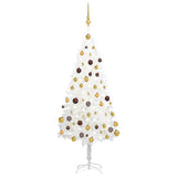 Vidaxl Kunstkerstboom mit Beleuchtung und Weihnachtskugeln 150 cm PVC Weiß