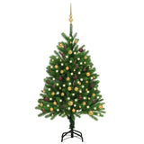 Vidaxl Kunstkerstboom mit Beleuchtung und Weihnachtsbällen 120 cm Grün
