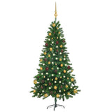 Vidaxl Kunstkerstboom mit Beleuchtung und Weihnachtsbällen 150 cm Grün