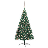 Vidaxl Kunstkerstboom mit Beleuchtung und Weihnachtsbällen halb nach 120 cm Grün