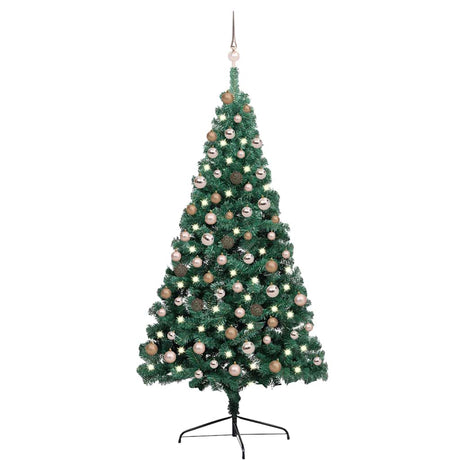 Vidaxl Kunstkerstboom mit Beleuchtung und Weihnachtsbällen halb 180 cm Grün
