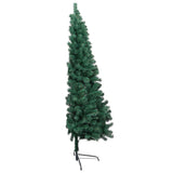 Vidaxl Kunstkerstboom mit Beleuchtung und Weihnachtsbällen halb nach 210 cm Grün