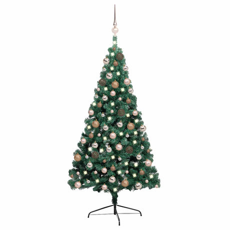 Vidaxl Kunstkerstboom mit Beleuchtung und Weihnachtsbällen halb 240 cm Grün