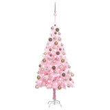 Vidaxl Kunstkerstboom mit Beleuchtung und Weihnachtskugeln 180 cm PVC Pink