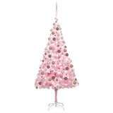 Vidaxl Kunstkerstboom mit Beleuchtung und Weihnachtskugeln 210 cm PVC Pink