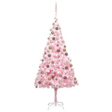 Vidaxl Kunstkerstboom mit Beleuchtung und Weihnachtskugeln 240 cm PVC Pink