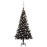 Vidaxl Kunstkerstboom mit Beleuchtung und Weihnachtskugeln 120 cm PVC Schwarz
