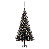 Vidaxl Kunstkerstboom mit Beleuchtung und Weihnachtskugeln 150 cm PVC Schwarz