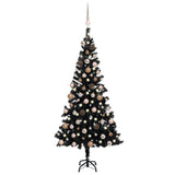 Vidaxl Kunstkerstboom mit Beleuchtung und Weihnachtskugeln 180 cm PVC Schwarz
