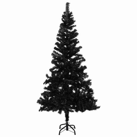 Vidaxl Kunstkerstboom mit Beleuchtung und Weihnachtskugeln 180 cm PVC Schwarz