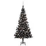 Vidaxl Kunstkerstboom mit Beleuchtung und Weihnachtsbällen 210 cm PVC Schwarz