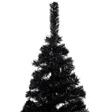 Vidaxl Kunstkerstboom mit Beleuchtung und Weihnachtsbällen 210 cm PVC Schwarz