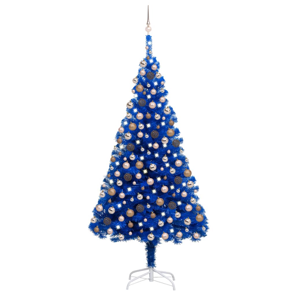Vidaxl Kunstkerstboom mit Beleuchtung und Weihnachtskugeln 240 cm PVC Blau