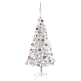 Vidaxl Kunstkerstboom mit Beleuchtung und Weihnachtsbällen 150 cm Haustier Silber