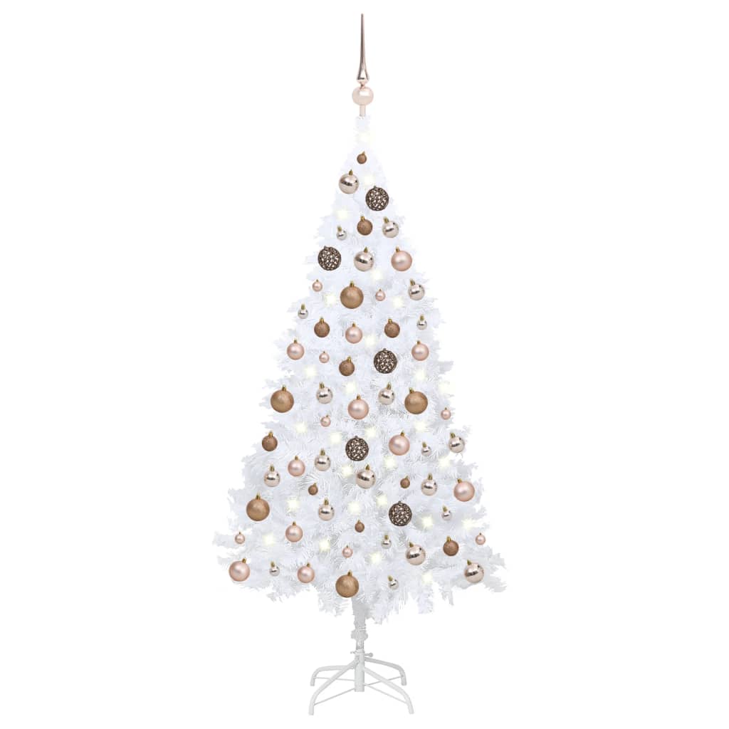 Vidaxl Kunstkerstboom mit Beleuchtung und Weihnachtskugeln 120 cm PVC Weiß
