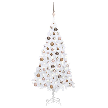 Vidaxl Kunstkerstboom mit Beleuchtung und Weihnachtskugeln 120 cm PVC Weiß